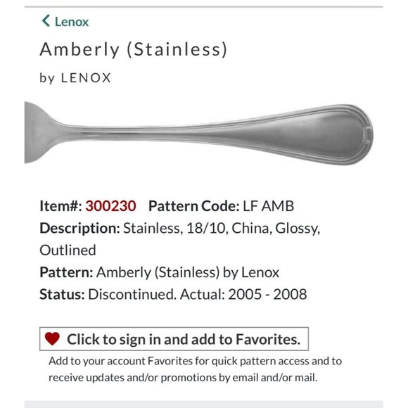 Lenox Amberly Stainless Flatware Set Glossy 18/10 China Discontinued - Picture 1 of 7